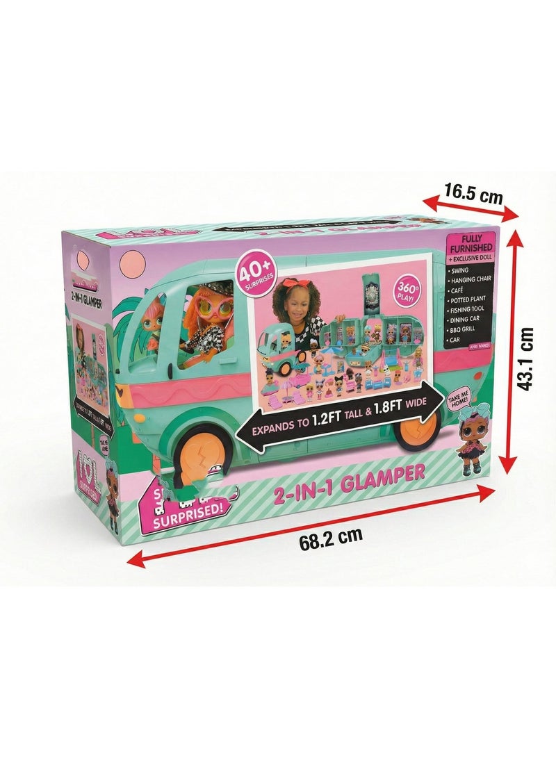 REZZOSS NEW LOL Surprise Glam N' Go Camper Playset – 4-in-1 Transforming Vehicle with 40+ Surprises & Exclusive Doll | Fully Furnished Glamping Car with Pool, Slide, BBQ & Bunk Beds | Large 360° Play Dollhouse Gift for Girls 4+ - Image 3